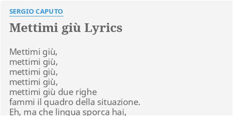 Sergio Caputo – Mettimi Giù Lyrics 